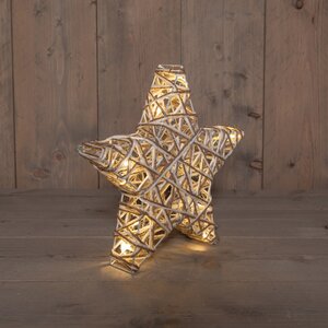 Anna's Collection Verlichte ster jute en katoen 10 LED - H30xD5cm - afbeelding 2