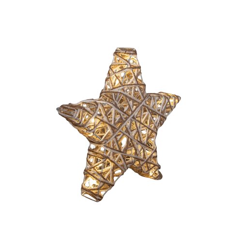 Anna's Collection Verlichte ster jute en katoen 10 LED - H30xD5cm - afbeelding 3