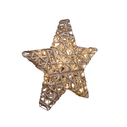 Anna's Collection Verlichte ster jute en katoen 15 LED - H40xD5cm - afbeelding 3