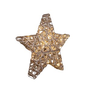 Anna's Collection Verlichte ster jute en katoen 15 LED - H40xD5cm - afbeelding 3