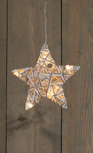 Anna's Collection Verlichte ster jute en katoen 6 LED - H20cm - afbeelding 2