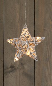 Anna's Collection Verlichte ster jute en katoen 6 LED - H20cm - afbeelding 2