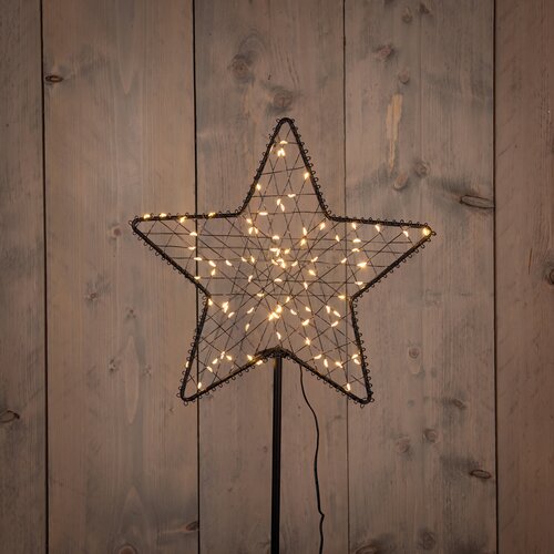 Anna's Collection Verlichte ster op steker - B28xH82cm Zwart