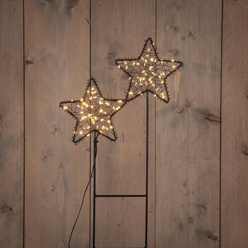 Anna's Collection Verlichte sterren op steker - B25,5xH63cm Zwart