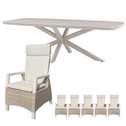 Royal Seasons Athene 6-zits tuinset met verstelbare stoelen - afbeelding 1