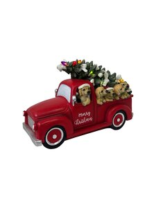 Auto met kerstboom en hondjes met LED L 30 x B 14 x H 20 cm - afbeelding 2