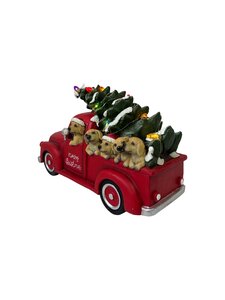 Auto met kerstboom en hondjes met LED L 30 x B 14 x H 20 cm - afbeelding 3