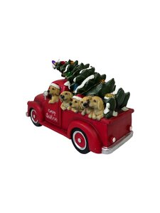 Auto met kerstboom en hondjes met LED L 30 x B 14 x H 20 cm - afbeelding 6