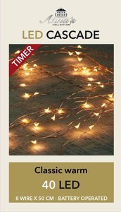 B.O. CASCADE 6/18H TIMER KOPERDRAAD 40L/8X0,5M LED CLASSIC - 50CM AANLOOPSNOER T