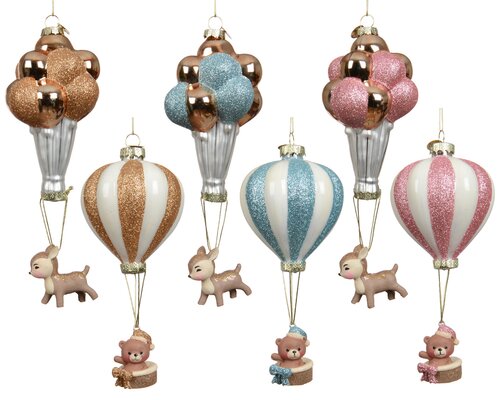 Ballon glas - D7xH15cm Meerkleurig - 6 Varianten