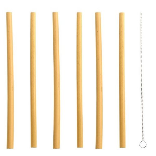 Bamboe rietjes set/6 met borstel