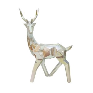 Beeld hexagon hert staand 25 x 11,5 x 37,5 cm goud - afbeelding 1