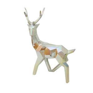 Beeld hexagon hert staand 25 x 11,5 x 37,5 cm goud - afbeelding 2