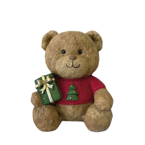 Beer met cadeau met LED L 24 x B 23 x H 28 cm