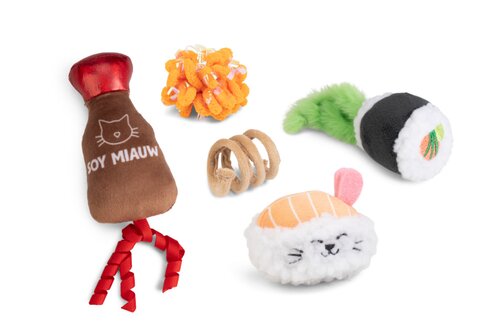 Beeztees Kattenspeelgoed sushi - Meerkleurig 5 stuks - afbeelding 1