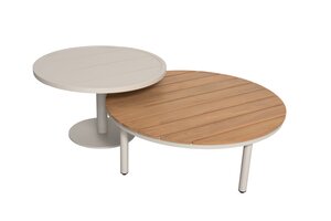 Belize salontafel set van 2 D89xH30 teak / D69xH41cm aluminium - afbeelding 4