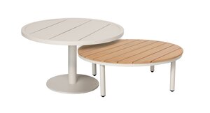 Belize salontafel set van 2 D89xH30 teak / D69xH41cm aluminium - afbeelding 1
