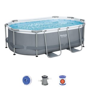Bestway zwembad power steel set ovaal grijs 305 - afbeelding 2