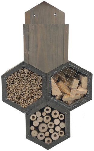 Bijenhotel Met Bloempot - 24x11xH40cm Grijs - afbeelding 2