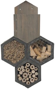 Bijenhotel Met Bloempot - 24x11xH40cm Grijs - afbeelding 2