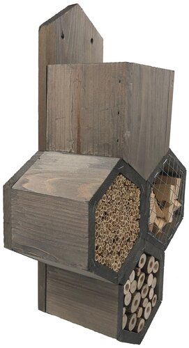 Bijenhotel Met Bloempot - 24x11xH40cm Grijs - afbeelding 1