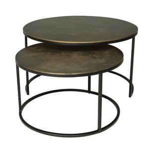 Bijzettafel Brass antique Set van 2 - H 35/42 x D 60/75 cm - afbeelding 1