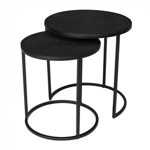 Bijzettafel Matt Black Set van 2 - H 46/51 x D 40/48 cm - afbeelding 1