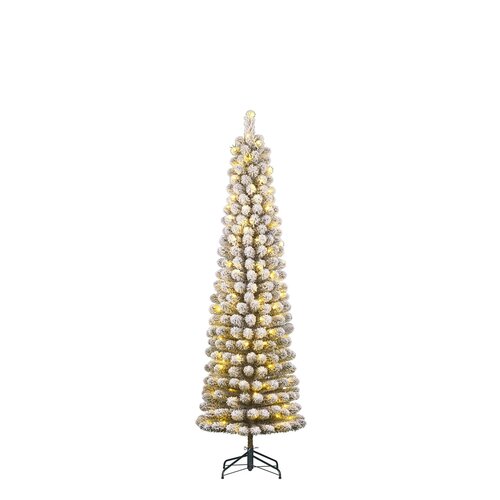 Black Box Kunstkerstboom Charlton Pilar groen frosted - incl 120 lampjes - H 185 x D 53 cm