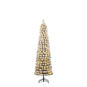 Black Box Kunstkerstboom Charlton Pilar groen frosted - incl 120 lampjes - H 185 x D 53 cm