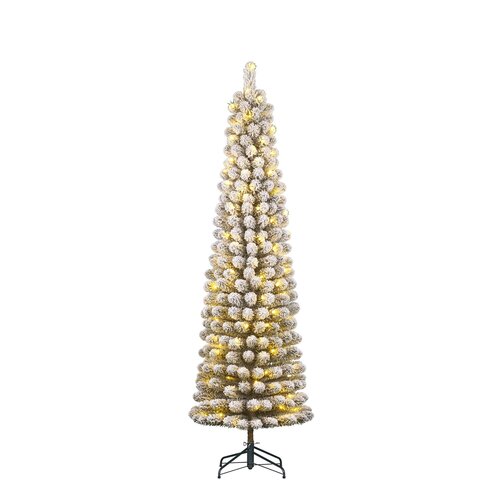 Black Box Kunstkerstboom Charlton Pilar groen frosted - incl 160 lampjes - H 215 x D 56 cm