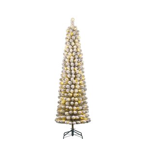 Black Box Kunstkerstboom Charlton Pilar groen frosted - incl 160 lampjes - H 215 x D 56 cm