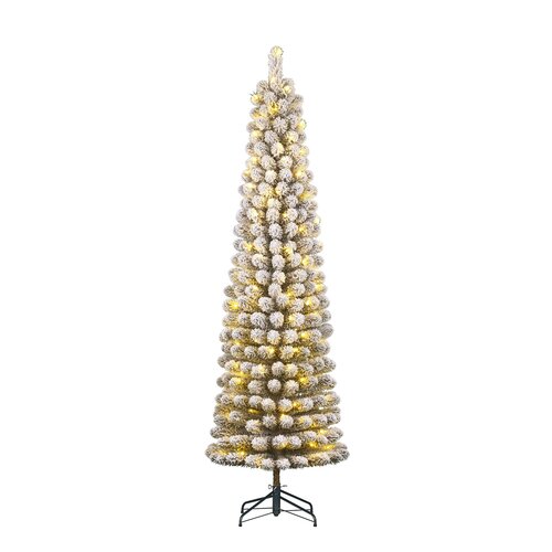Black Box Kunstkerstboom Charlton Pilar groen frosted - incl 180 lampjes - H 230 x D 58 cm
