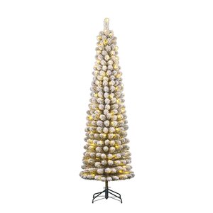 Black Box Kunstkerstboom Charlton Pilar groen frosted - incl 180 lampjes - H 230 x D 58 cm