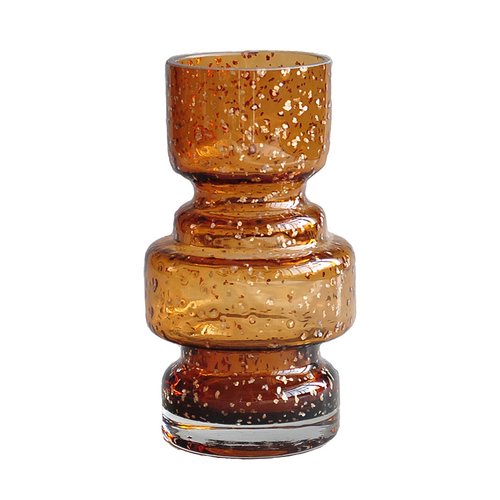 Bloemenvaas Amber flakes Handgeblazen - H 18 x D 10 cm