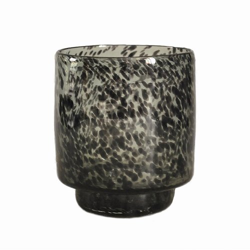 Bloemenvaas Black cheetah Handgeblazen - H 18 x D 15 cm