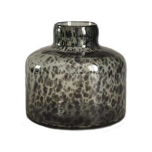 Bloemenvaas Black cheetah Handgeblazen - H 18 x D 17 cm