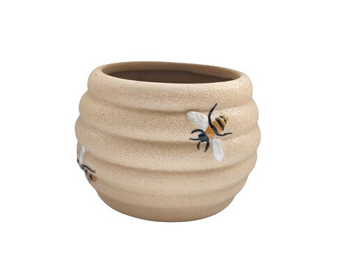 Bloempot Beehive - D15H12cm Beige Gestreept