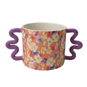 Bloempot D 13 x H 11 cm orange flowers