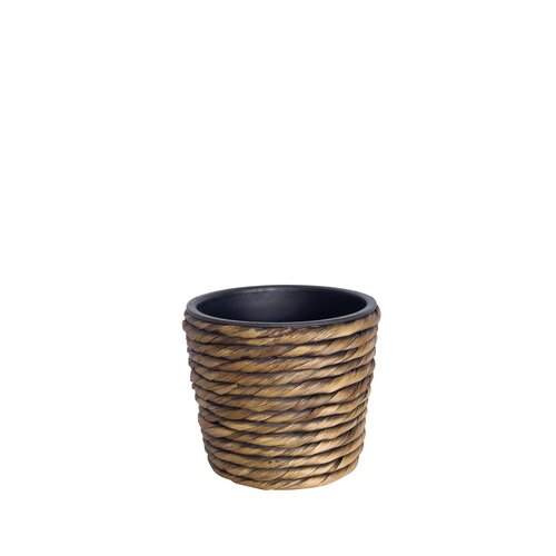 Bloempot Gevlochten Look - D16xH14cm Bruin
