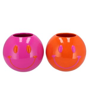 Bloempot Smiley face Fuchsia/oranje - D 20 H 17 - afbeelding 1