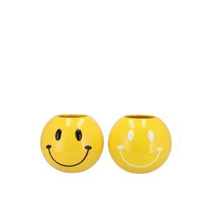 Bloempot Smiley face Geel - D 11 H 9 - afbeelding 1