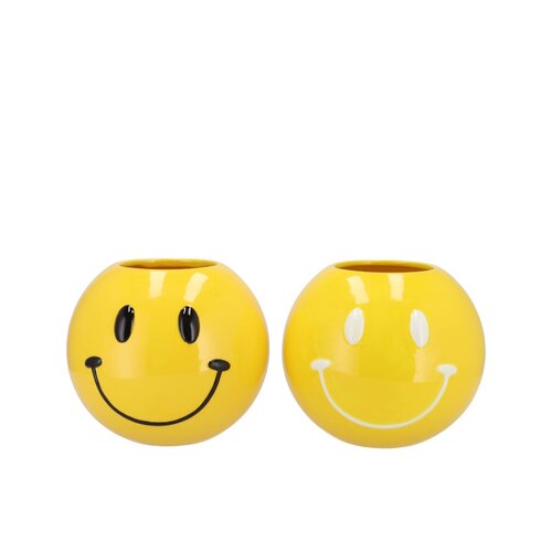 Bloempot Smiley face Geel - D 15 H 12 - afbeelding 1