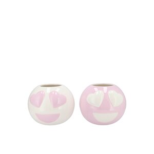 Bloempot Smiley face lila/wit - D 11 x H 9 cm