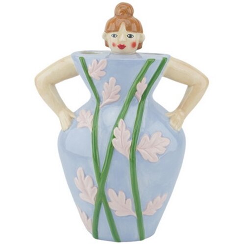 Bloemvaasje vrouw handgeschilderd - 16,5 x 9 x H 21,5 cm - afbeelding 1