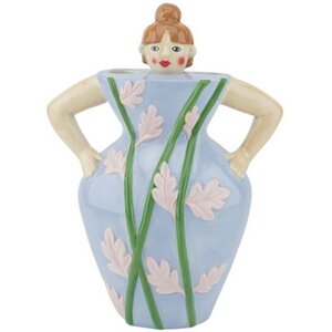 Bloemvaasje vrouw handgeschilderd - 16,5 x 9 x H 21,5 cm - afbeelding 1