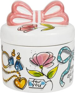 Blond Amsterdam sieradendoosje Moederdag met strik - D 10 H 6 cm