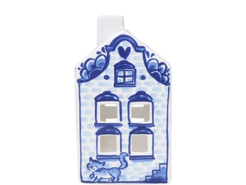 Blond Amsterdam Theelicht Huisje - Delfts Blauw - afbeelding 2