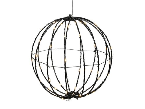 Bol zwart 20cm 50goudLED 3xAA IP44 timer