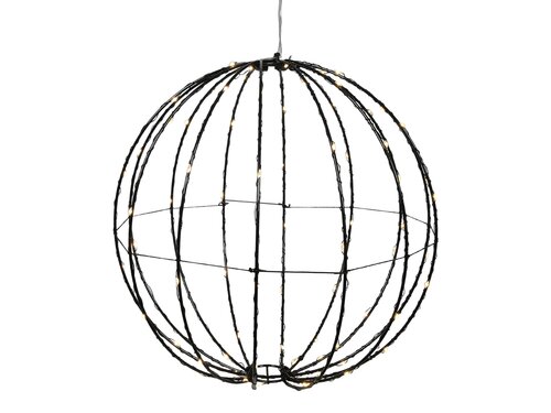 Bol zwart 28cm 80goudLED 3xAA IP44 timer