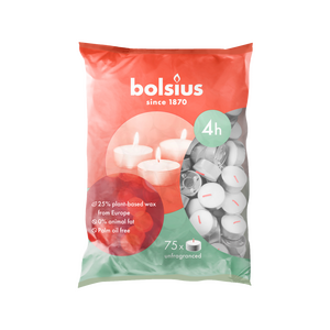 Bolsius theelicht wit, 4 uur - 75 stuks